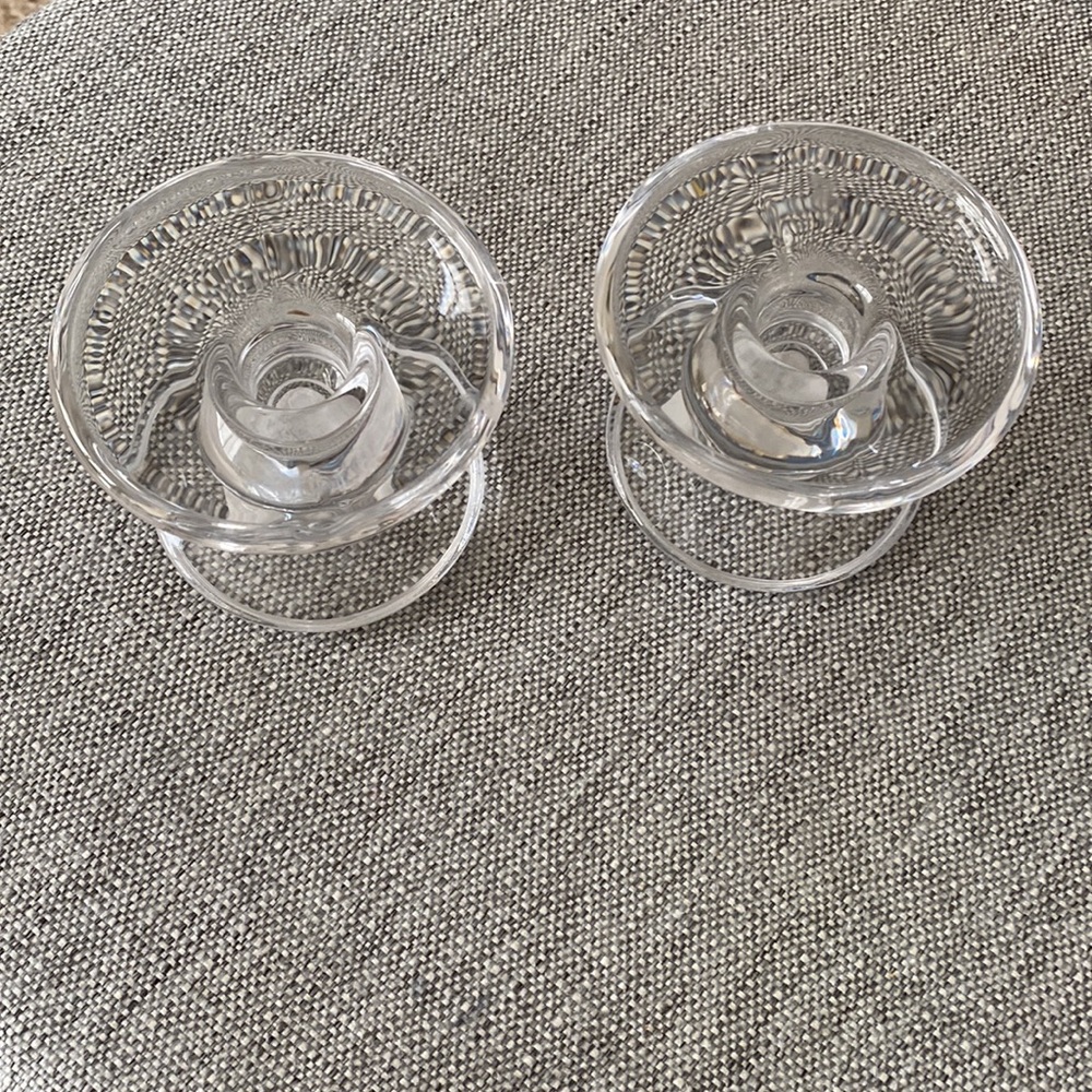 2 Glass Pillar & Taper Candle Holders - Picture 5 of 5